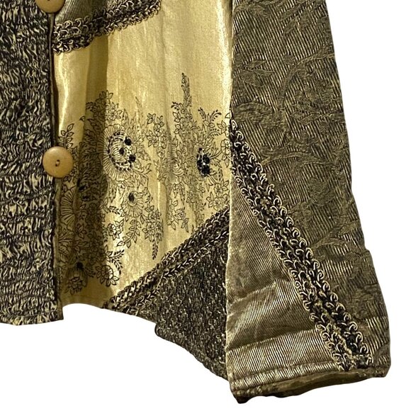 Vintage Flashback Womens Jacket L Patchwork Textured Embroidered Boho Glamour - Picture 4 of 9